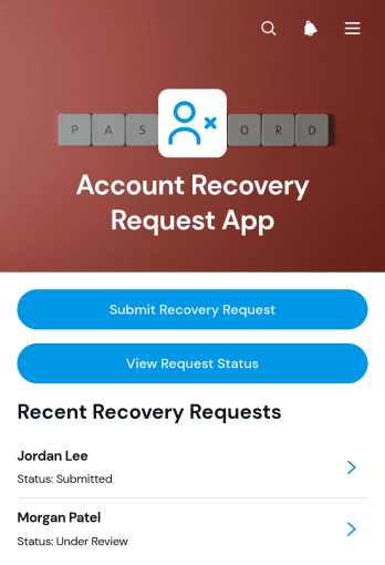 Account Recovery Request App Template