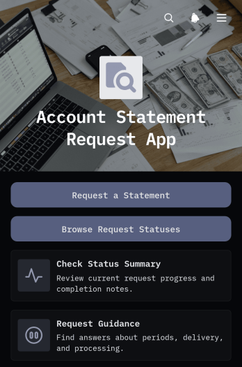 Account Statement Request App Template