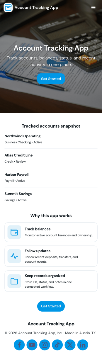 Account Tracking App Template