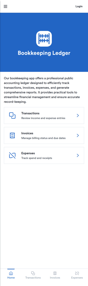 Accounting Bookkeeping App Template