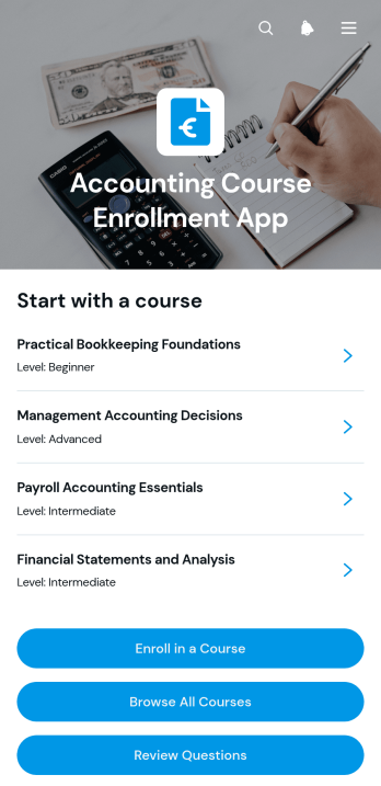 Accounting Course Enrollment App Template