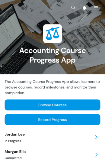 Accounting Course Progress App Template