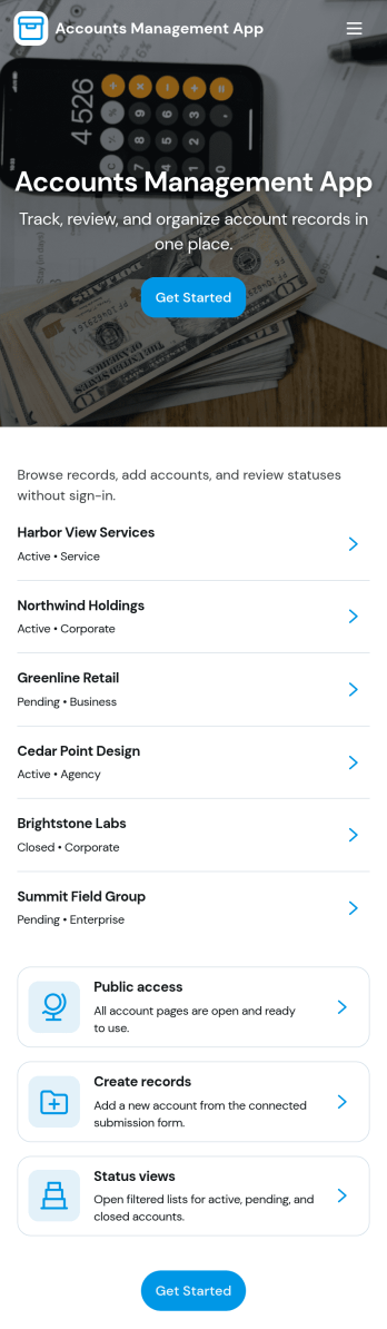 Accounts Management App Template