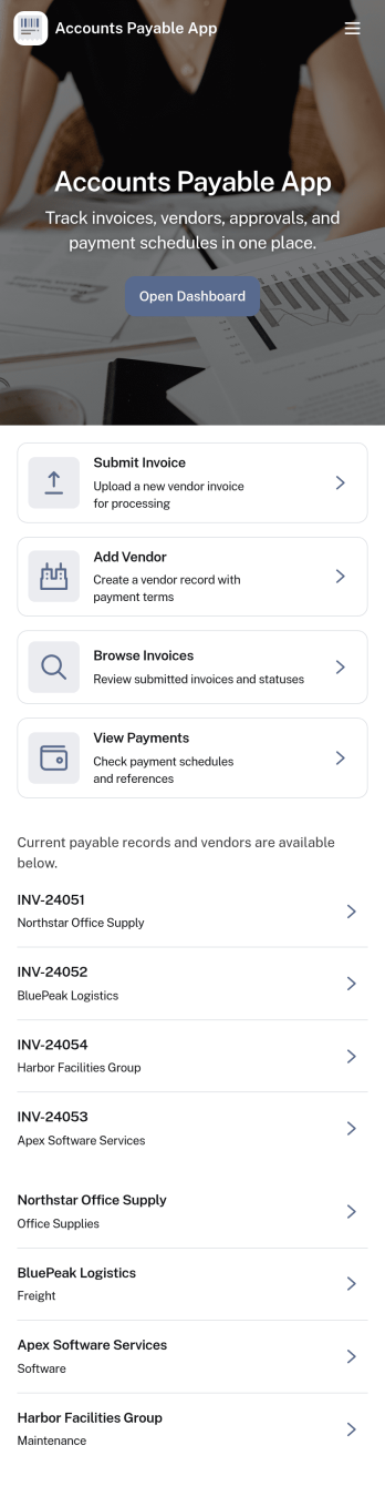 Accounts Payable App Template