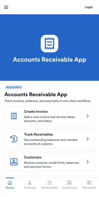 Accounts Receivable App Template