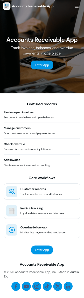 Accounts Receivable App Template