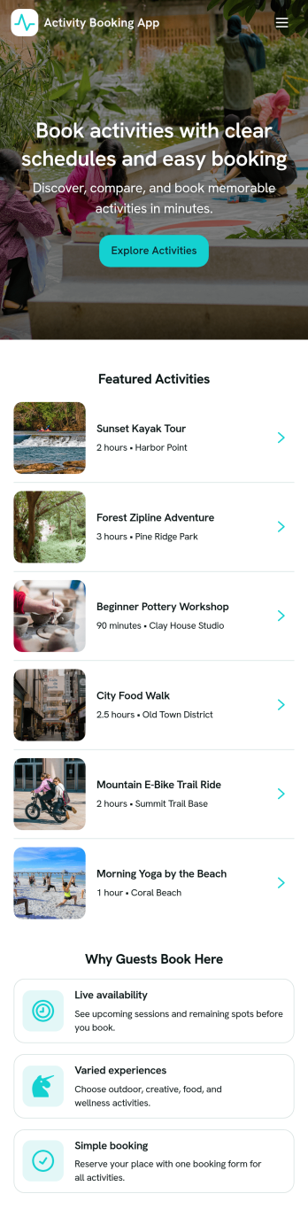 Activity Booking App Template