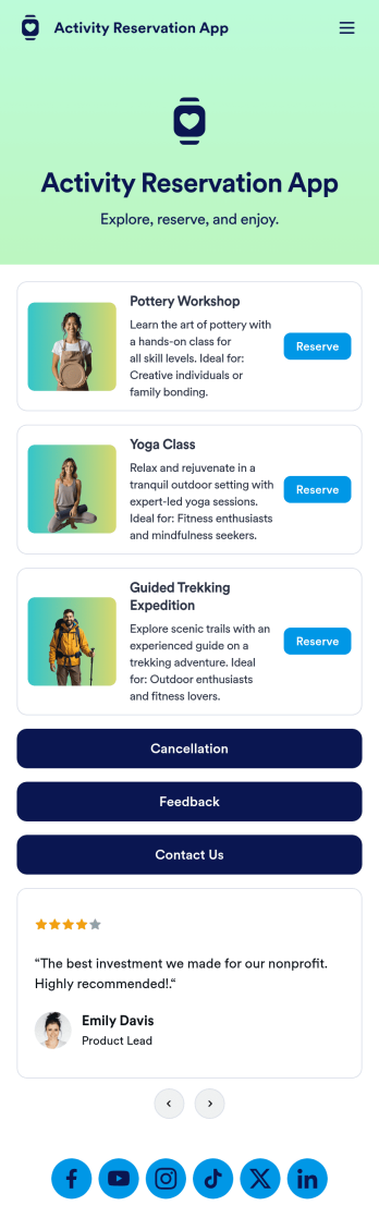 Activity Reservation App Template