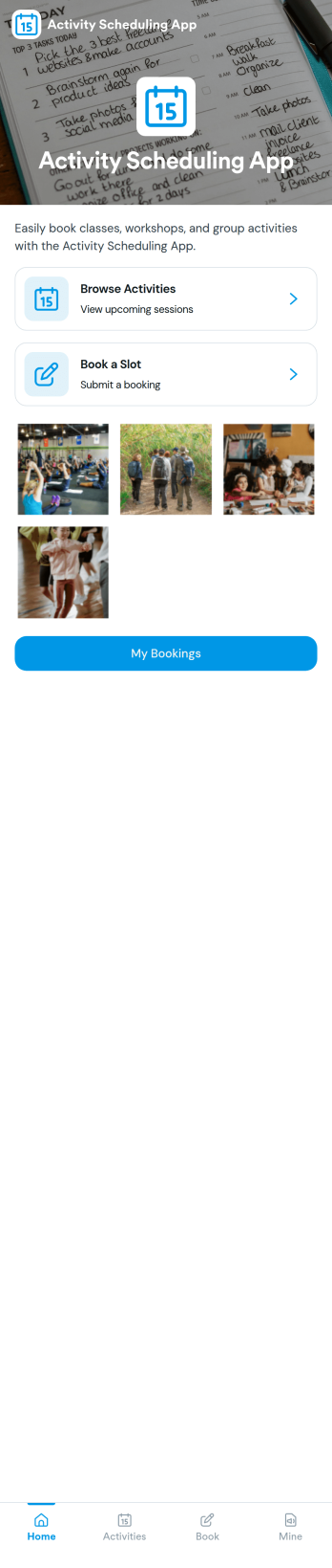 Activity Scheduling App Template