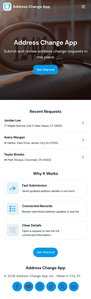 Address Change App Template