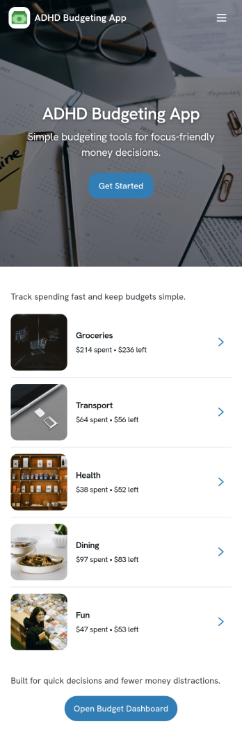 Adhd Budgeting App Template