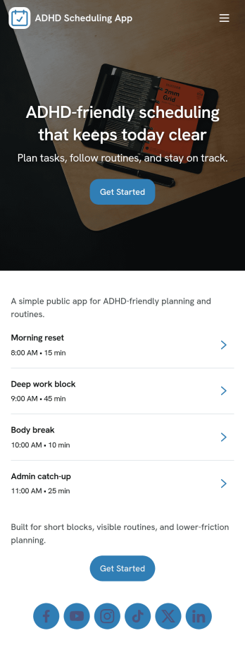 Adhd Scheduling App Template