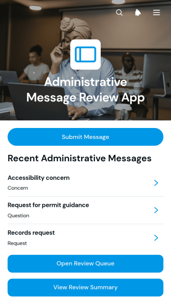 Administrative Message Review App Template