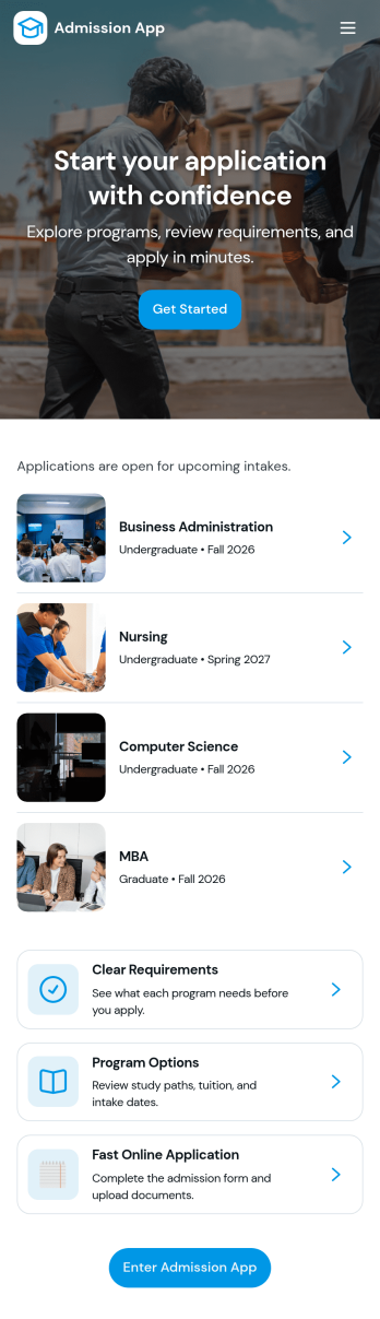 Admission App Template