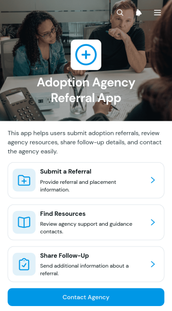 Adoption Agency Referral App Template