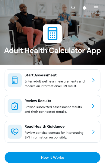 Adult Health Calculator App Template
