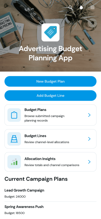 Advertising Budget Planning App Template