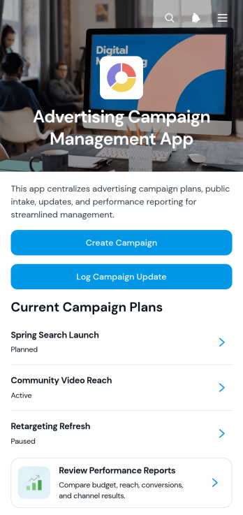 Advertising Campaign Management App Template