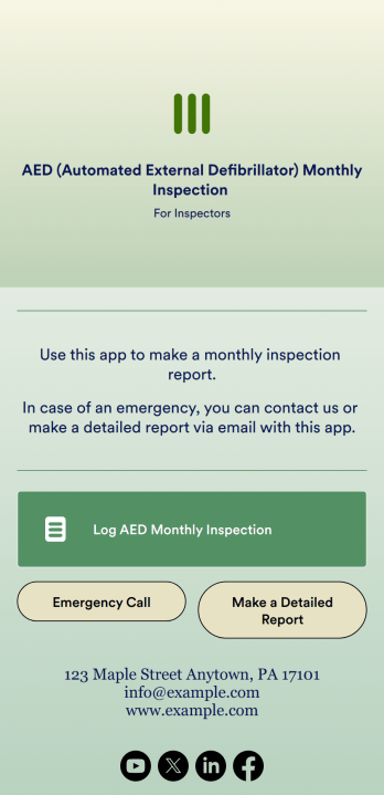AED Monthly Inspection App Template