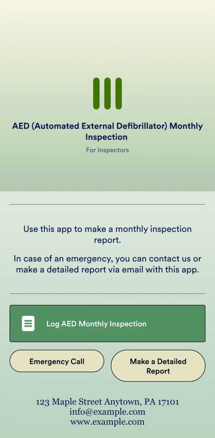 AED Monthly Inspection App