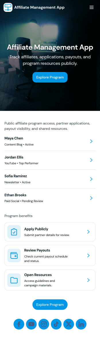 Affiliate Management App Template