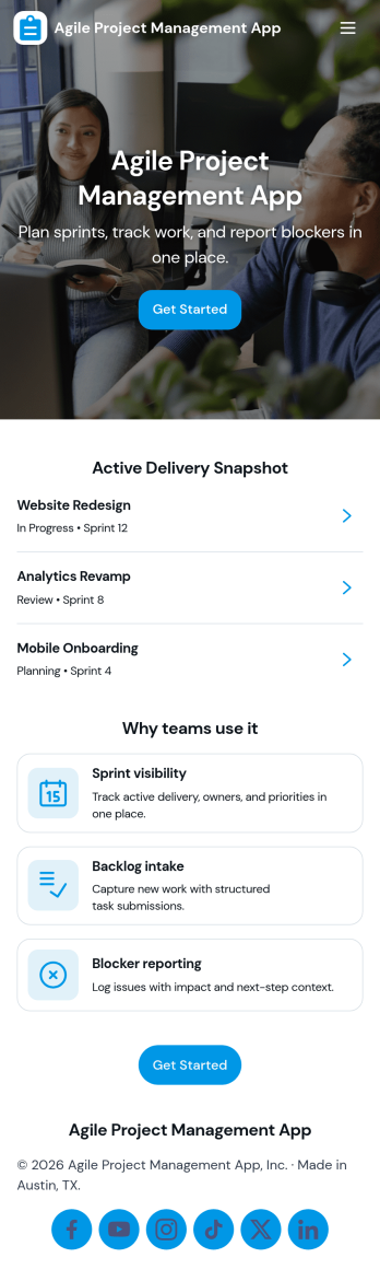 Agile Project Management App Template