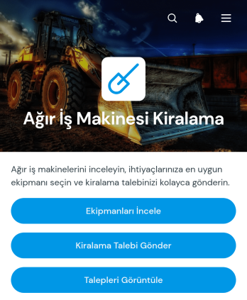 Ağır Ekipman Kiralama Uygulama Șablonu