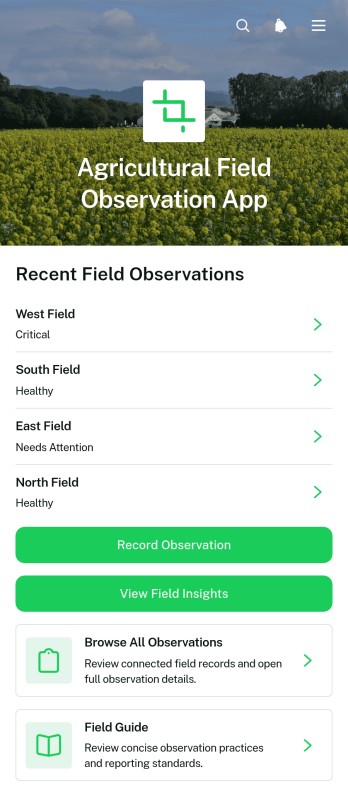 Agricultural Field Observation App Template