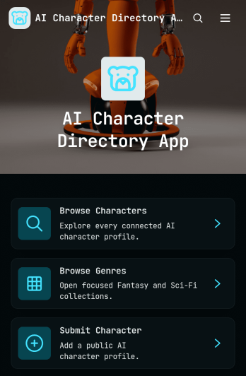 AI Character Directory App Template