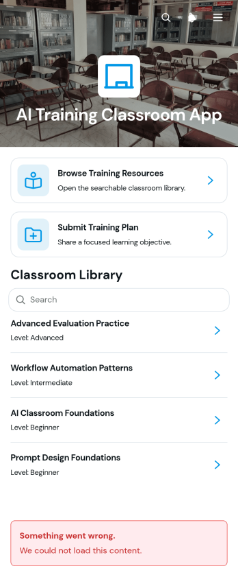 AI Training Classroom App Template