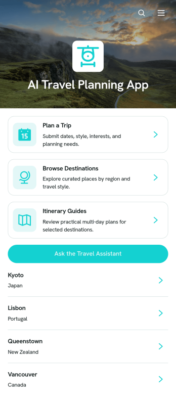 AI Travel Planning App Template
