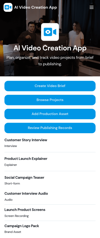 AI Video Creation App Template