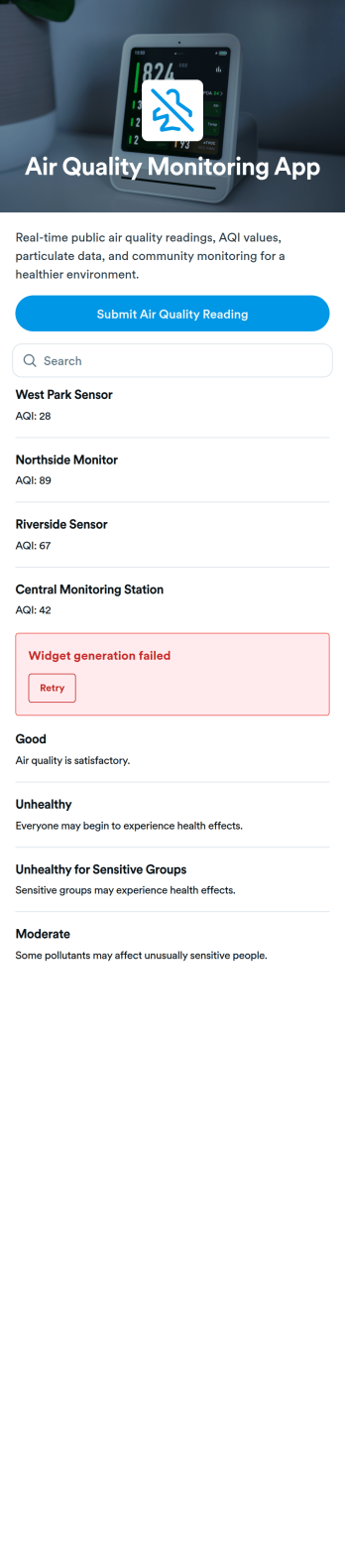 Air Quality Monitoring App Template