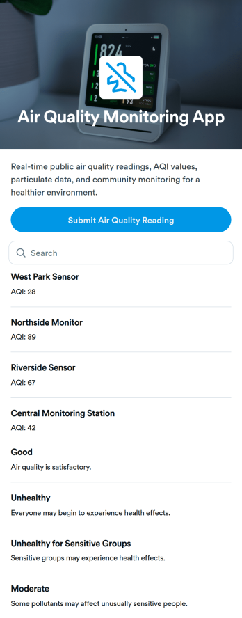 Air Quality Monitoring App Template
