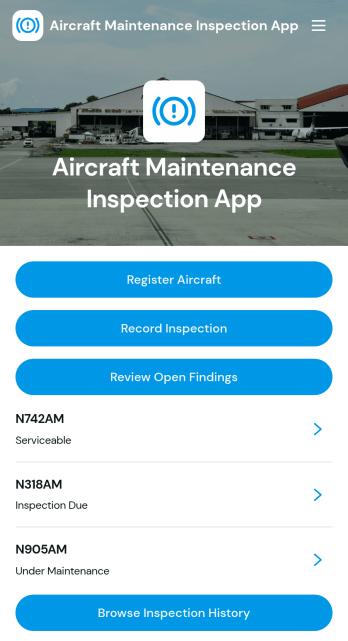 Aircraft Maintenance Inspection App Template