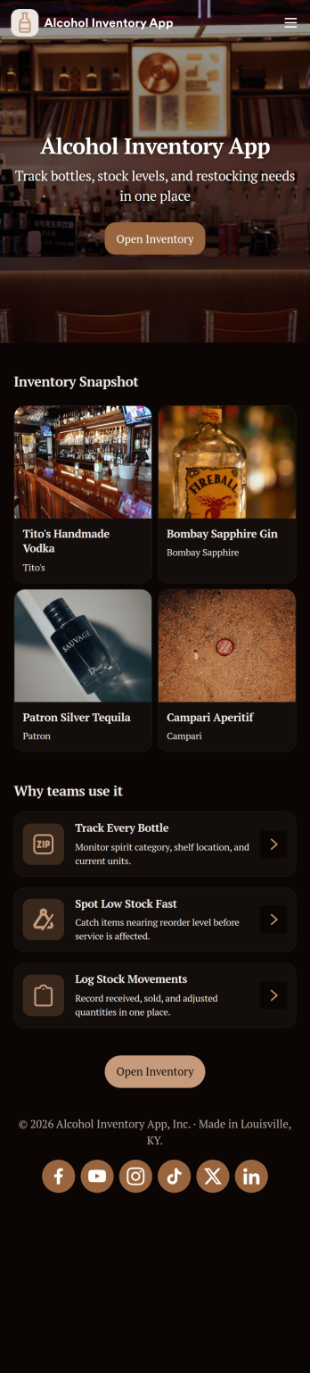 Alcohol Inventory App Template