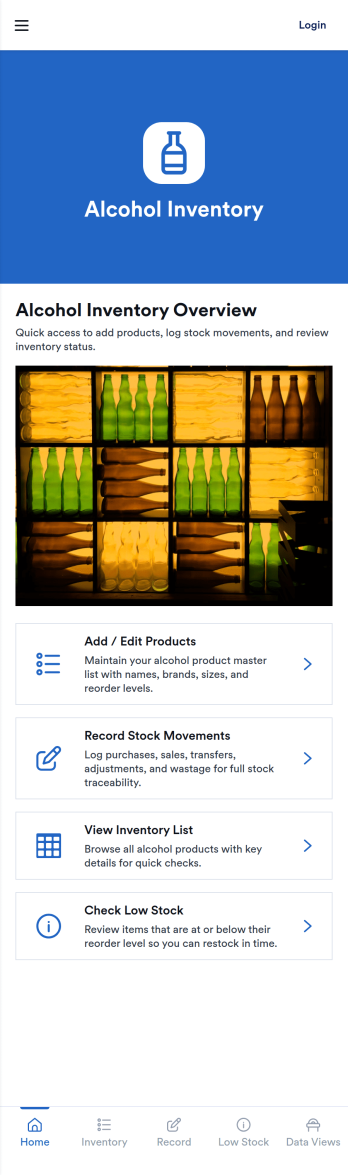 Alcohol Inventory App Template