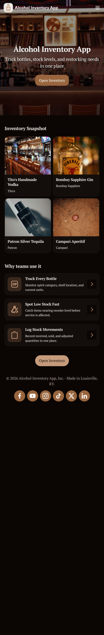 Alcohol Inventory App Template