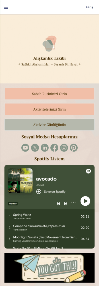 Alışkanlık Takibi Uygulama Șablonu