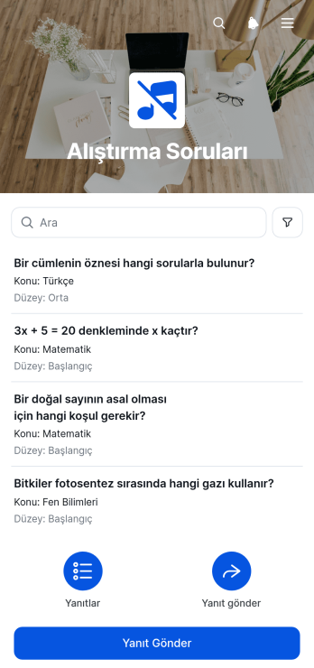 Alıştırma Soruları Uygulama Șablonu