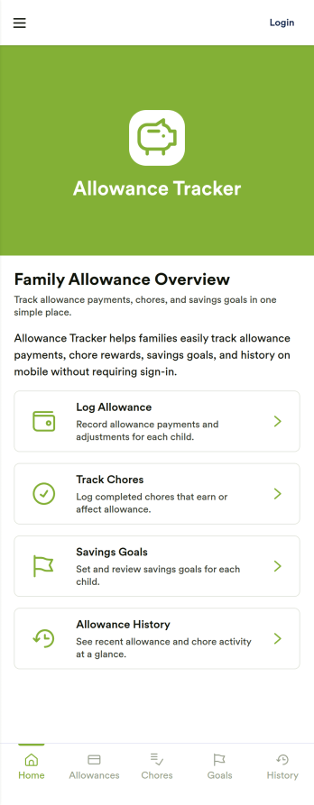 Allowance Tracker App Template