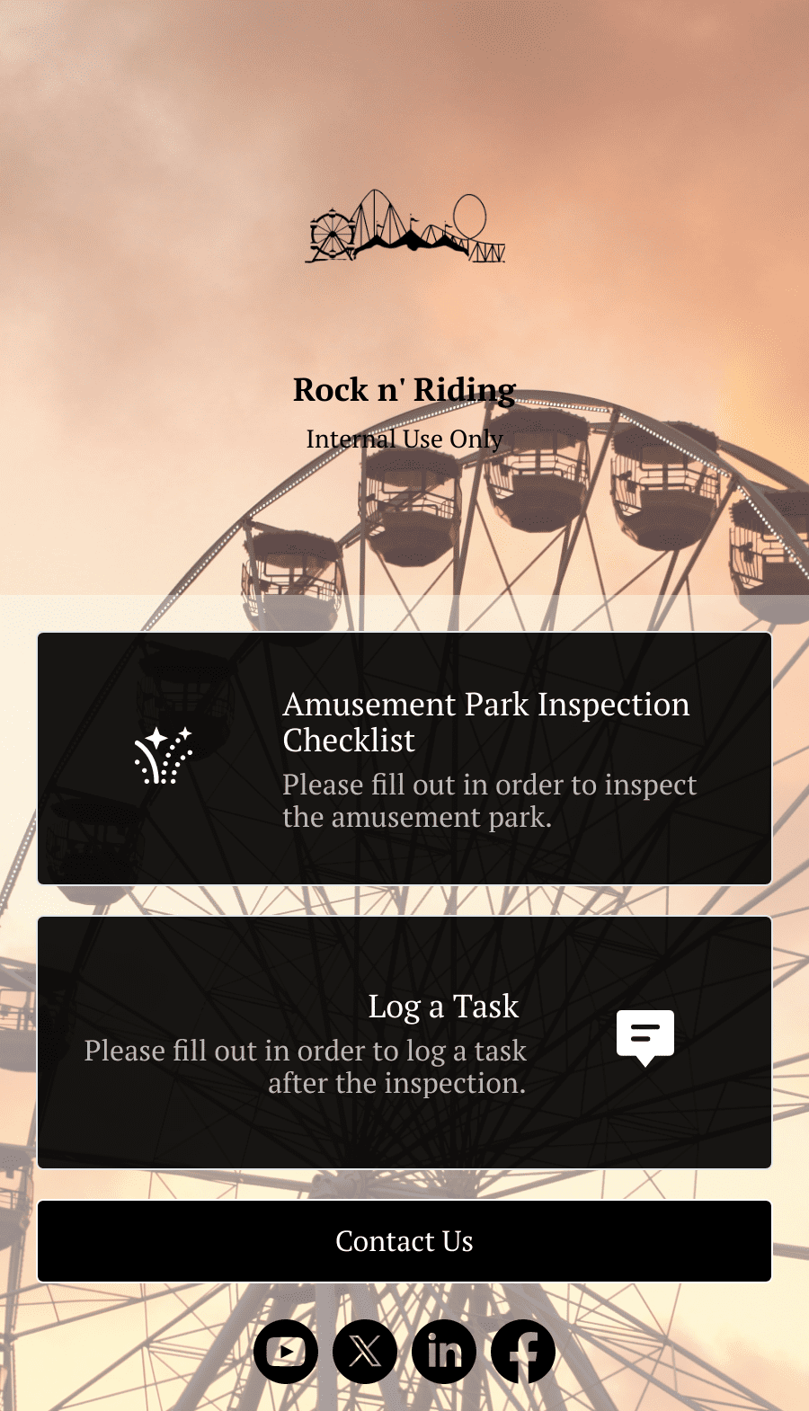 Amusement Park Inspection Checklist App Template | Jotform