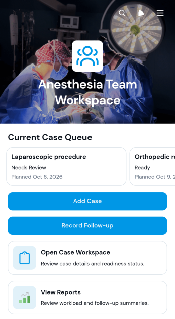 Anesthesia Team Workspace App Template
