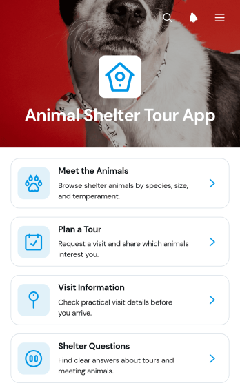 Animal Shelter Tour App Template
