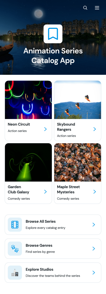 Animation Series Catalog App Template