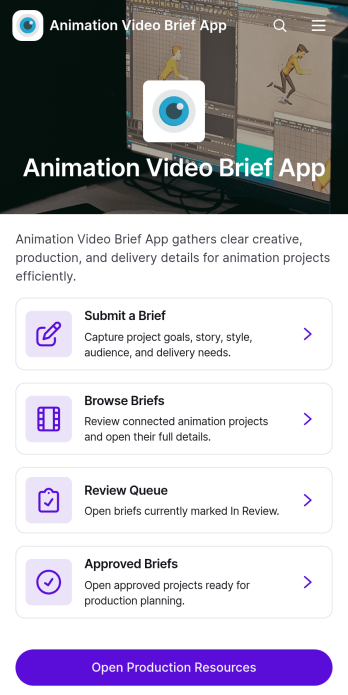 Animation Video Brief App Template