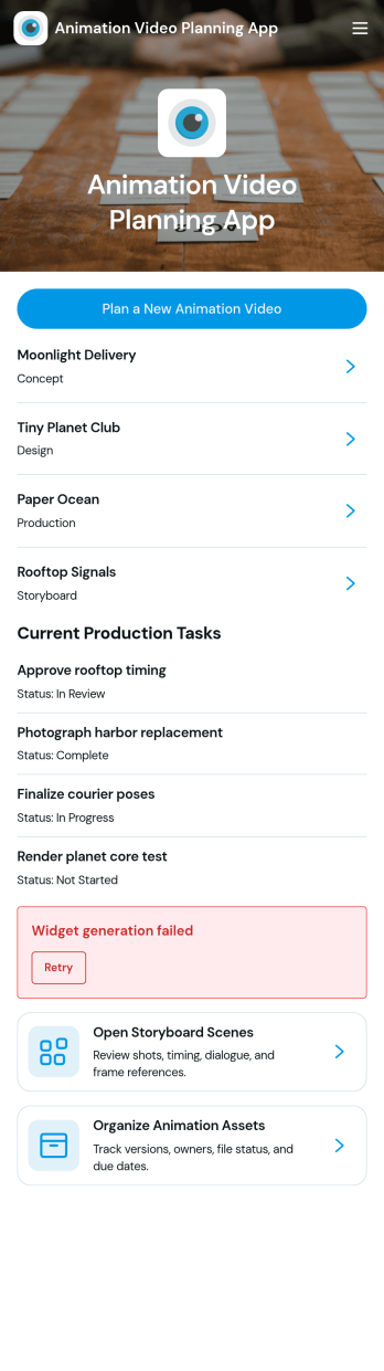 Animation Video Planning App Template