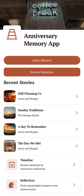 Anniversary Memory App Template