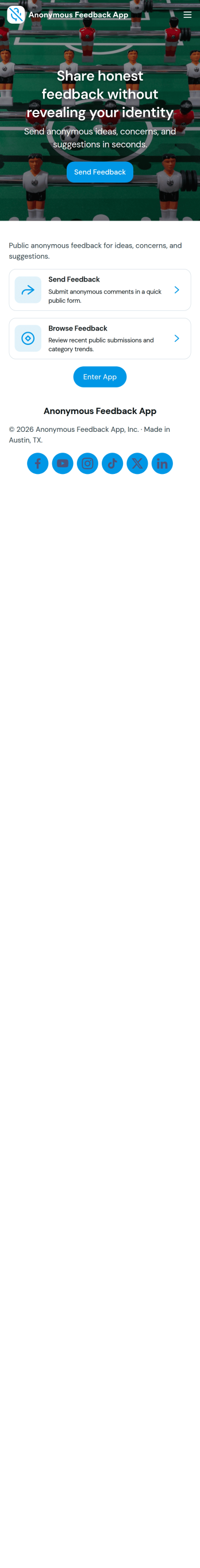 Anonymous Feedback App Template