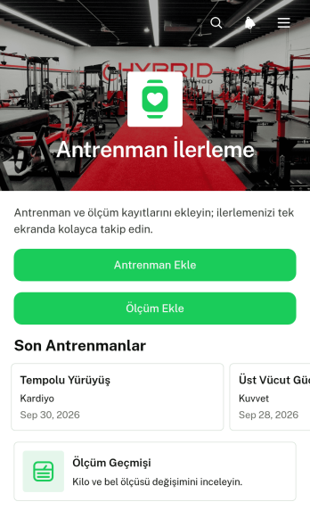 Antrenman İlerlemesi Uygulama Șablonu